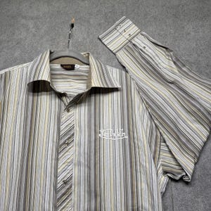 Vintage Von Dutch Y2K Button Up Shirt XL Men&#39;s Striped Logo Biker Western 2000s