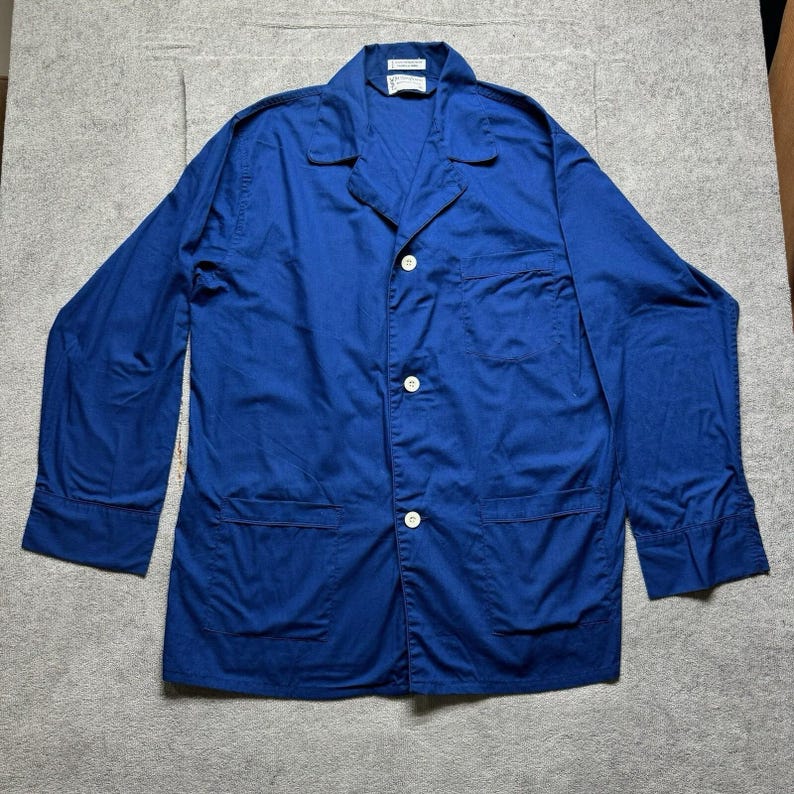 ヴィンテージ イヴ・サンローラン YSL パジャマセット メンズ M ブルー ナイトウェア ラウンジウェア 80年代 90年代 画像 2