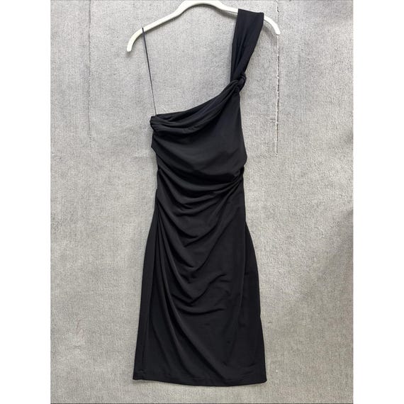 victoria's secret ruched dress Victoria's Secret Y2K One Shoulder Ruched Black Dress XS Bodycon Clubwear
