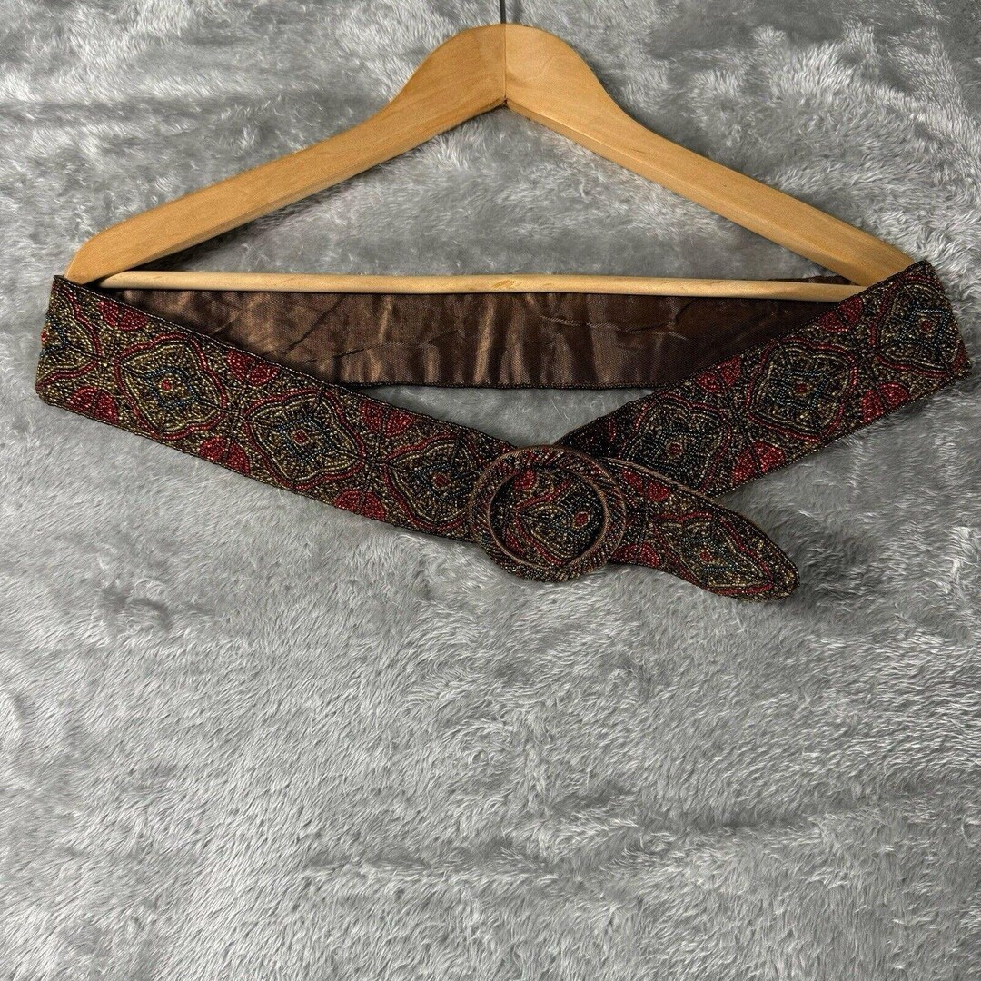 Vintage Mary Mcfadden Beaded Embroidered Belt, 1960s Boho  display picture 2