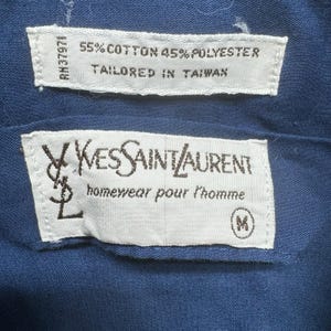 ヴィンテージ イヴ・サンローラン YSL パジャマセット メンズ M ブルー ナイトウェア ラウンジウェア 80年代 90年代 画像 3