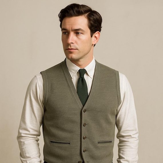 vintage サンローラン　yves saint laurent ジレ　ベスト Vintage Yves Saint Laurent Vest Men's 90 M Waistcoat Gray Green
