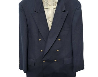 Vtg Lord & Taylor Mens Wimbleton Sport Coat Size 43R Blue Double Breasted Blazer