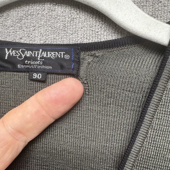 Vintage Yves Saint Laurent Vest Men's 90 M Waistcoat Gray Green