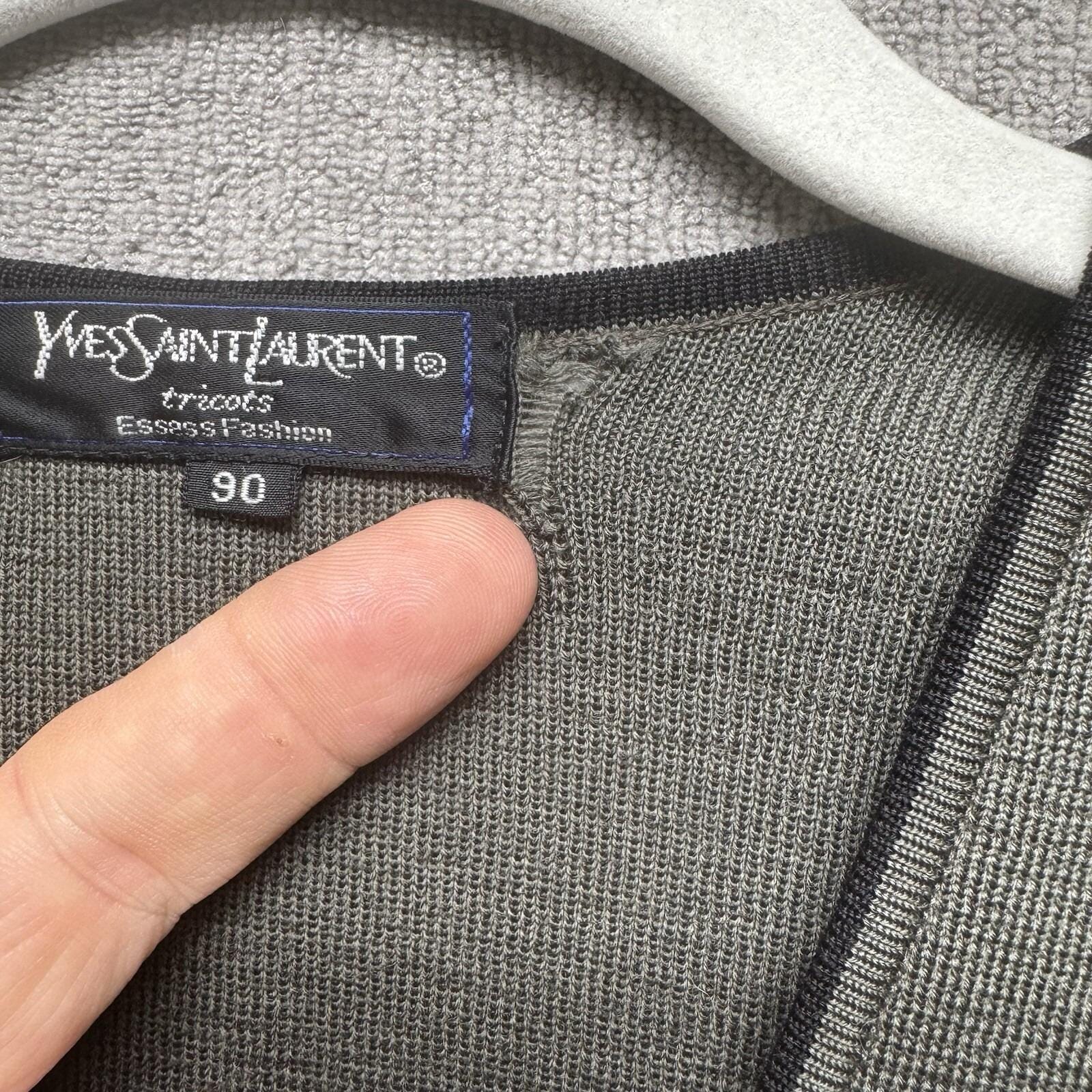 Vintage Yves Saint Laurent Vest Men's 90 M Waistcoat Gray Green
