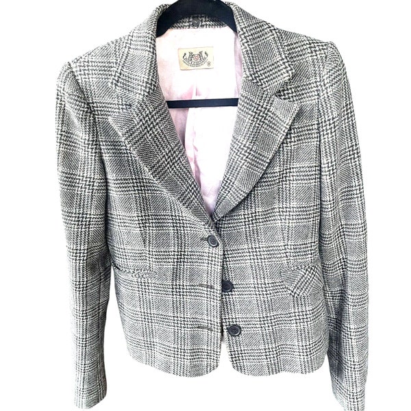 Vtg Juicy Couture Houndstooth Blazer Size M 3 Button Suit Jacket Academia Y2K
