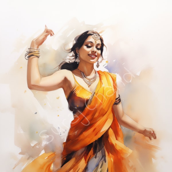 Art de la danse Art indien Art de la danseuse indienne Art de la fille brune Art desi Art sud-asiatique Art telugu Art indien américain Art de téléchargement instantané 300 DPI