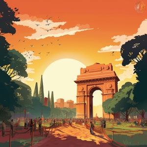 India Art Print India Gate Gift Poster Art Artwork New Delhi Art Home Décor Vacation Souvenir Art Print Travel Poster Wall Art Instant DL