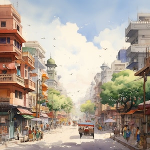 Digitale glazen muurkunst-City View Wall Decor-Glas bedrukking-Wandkleden-Delhi Wall Art-Regenachtige nacht artistiek schilderij kunst cadeaus voor haar