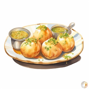 Panipuri | Golgappa | Delhi | Mumbai | Mumbai Street Food | Indian Street Food | Indian Art | Watercolor Digital Art