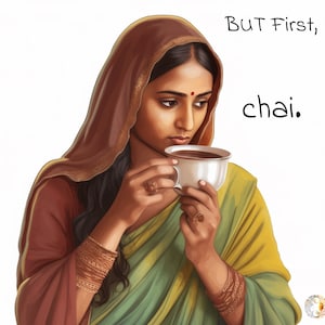But First, Chai - Indian Typograph Art, Vintage Poster, Desi Kitchen & Dining Painting, Fun Indian Quote, South Asian Wall Art