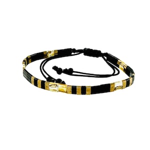 Flat Tila Miyuki Men’s Bracelet,White Bronze and Black Unisex Bracelet,Minimalist Men Bracelet,Stackable Surfer Men Bracelet,Layered Armband