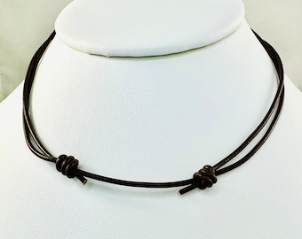 Cordón de cuero genuino de 2 mm, ajustable, para colgante (13"-24" pulgadas), cordón de cuero ajustable negro y marrón, collar para hombre
