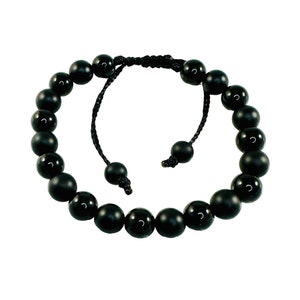 Black Men Bracelet,Matte and Bright Black Onyx Bracelet,Minimalist Men Bracelet,Black Healing Jewelry for Men-Fathers Day Gifts for Men Son