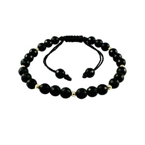 Black and Gold Men Bracelet,Matte Black Onyx Bracelet,Minimalist Men Bracelet,Black Healing Jewelry for Men-Fathers Day Gifts for Men Son