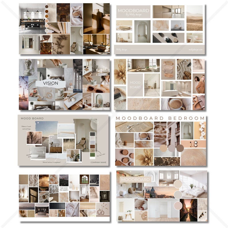 Interior Design Mood Board Template: 18-page Canva Edit (digital ...