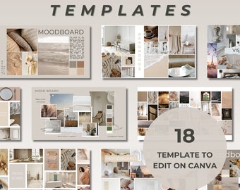 Interior Design Mood Board Template: 18-Page Canva Edit (Digital Download)