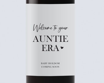 Bienvenidos a la Era de la Tía, Regalo de Anuncio, Etiquetas de Vino para Anuncio de Bebé, Etiqueta de Vino Personalizada para Embarazo, Regalo para Tía, Tío
