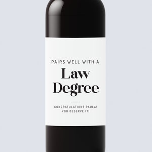 Étiquette de vin pour l'obtention d'un diplôme en droit, Cadeau pour l'obtention d'un diplôme en droit, Cadeau pour l'obtention d'un diplôme en droit, Se marie bien avec une étiquette de bouteille de vin pour un diplôme en droit