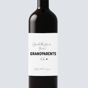 Grandparents to be wine label, Personalized Baby Announcement Wine Labels, Pregnancy Announcement Wine labels, Gift for Grandparents