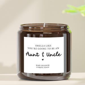 Smells like you&#39;re going to be an Aunt & Uncle Candle Stickers, Personalized Pregnancy Announcement Gift, Custom Gift for Aunt and Uncle