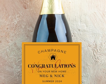 New Home champagne wine label, Housewarming wine label, Realtors wine label, Gift for Home Owner, New Place champagne label