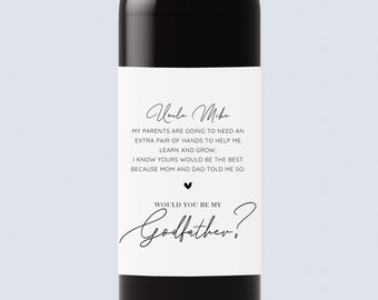 Will You Be My Godfather Wine Label,Gift for Godfather,Godfather Proposal,Godparents Proposal,Pregnancy Reveal,Godfather Gift