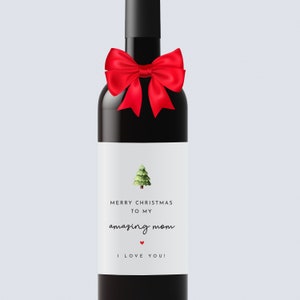 Christmas Wine LABEL wife gift,  Pregnancy Announcement wine label, More the Merrier, Christmas Party, Holiday Gift, Christmas Gift Idea