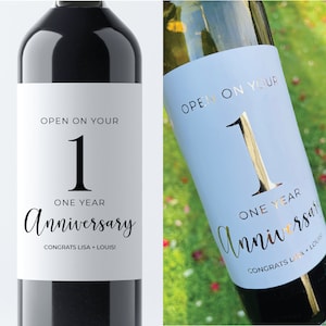 Anniversary wine label, marriage milestone wine bottle labels, wedding guest book labels, editable engagement gift, gift for her, for him