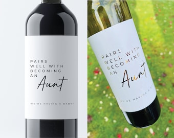 You've been promoted to Auntie, Announcement Gift, Baby Announcement Wine Labels, Wine Label Personalized Pregnancy, Gift for Aunt, Uncle