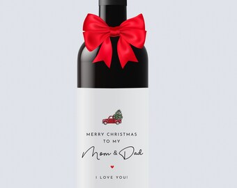 Christmas Wine Sticker, Pregnancy Announcement wine label, More the Merrier, Christmas Party, Holiday Gift, Grandparents Christmas Gift Idea