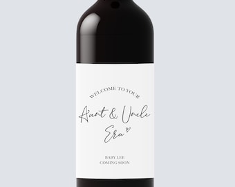 Welcome to your Aunt & Uncle Era, Announcement Gift, Baby Announcement Wine Labels, Wine Label Personalized Pregnancy, Gift for Aunt - Uncle
