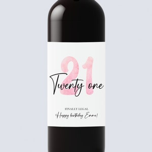 21st Birthday Wine Label/Personalized Champagne Label/Custom 21st Birthday Gift For Her, gift for friend, 21st birthday champagne
