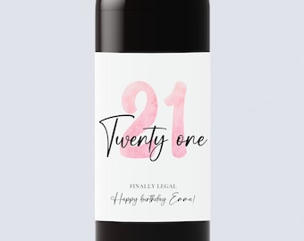 21st Birthday Wine Label/Personalized Champagne Label/Custom 21st Birthday Gift For Her, gift for friend, 21st birthday champagne