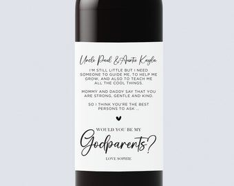 Will You Be My Godparets Wine Label,Gift for Godparents, Godparents Proposal Gift, Pregnancy Reveal, Godparents Gift Box