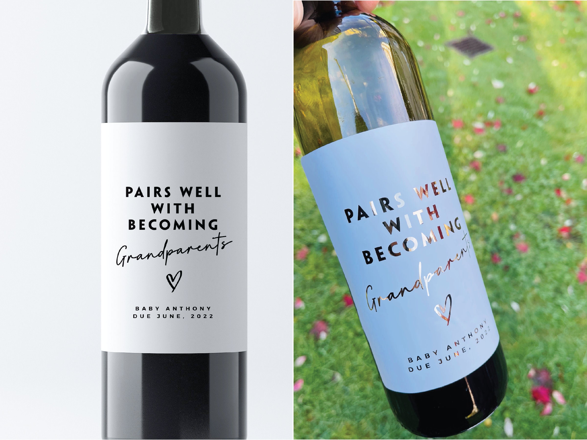 Pairs Well With Becoming Grandparents, Baby Announcement Wine Labels ...