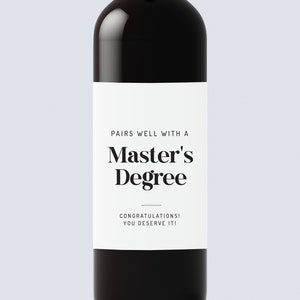 Étiquette de vin de remise de diplôme de maîtrise, cadeau de remise de diplôme/cadeau d'infirmière pour femme/cadeau de remise de diplôme universitaire pour lui, étiquettes de vin de remise de diplôme