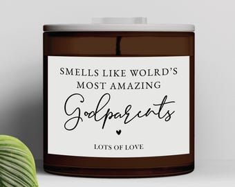 Smells Like World's Most Amazing Godparents candle label,Personalized Godparents Candle Label, Custom Candle label, Godparents proposal gift