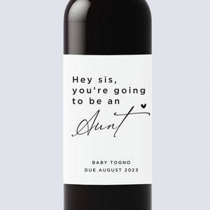 You&#39;re going to be an Aunt wine label, Baby Announcement Wine Labels, Wine Label Personalized Pregnancy, Gift for Aunt, Uncle