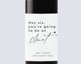 You're going to be an Aunt wine label, Baby Announcement Wine Labels, Wine Label Personalized Pregnancy, Gift for Aunt, Uncle