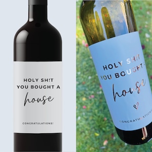 Housewarming wine label, Housewarming wine label, new place, New Home Owner gift, Realtor gifts to clients, gift for her, congrats new home