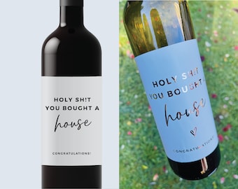 Housewarming wine label, Housewarming wine label, new place, New Home Owner gift, Realtor gifts to clients, gift for her, congrats new home