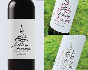 Christmas wine label, Christmas Gift, gold foil label, Happy New Year gift, Merry Christmas, Tis the season to get tipsy, Fun Christmas gift