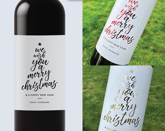 Christmas wine label, Christmas Gift, gold foil label, Happy New Year gift, Merry Christmas, Tis the season to get tipsy, Fun Christmas gift