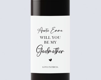 Will You Be My Godmother Wine Label,Gift for Godmother,Godmother Proposal,Godparents Proposal,Pregnancy Reveal,Godmother Gift