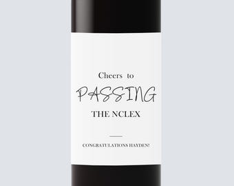 Pairs well with passing the NCLEX wine label, Nurse Graduation Gift, Nursing Milestone Wine Labels, Grad Gift for RN or LPN Nurse