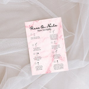 Press On Nail Applikation Anweisungskartenvorlage (4,25x5,5)/Bearbeitbare Anweisungskarte/Press On Nail Business Template/Press On Nails