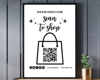 Scan to Shop Bearbeitbare Canva-Vorlage (8 x 10) / druckbare Scan-to-Shop-Zeichen / anpassbares Scan-to-Shop-Zeichen für kleine Unternehmen / QRCode-Zeichen