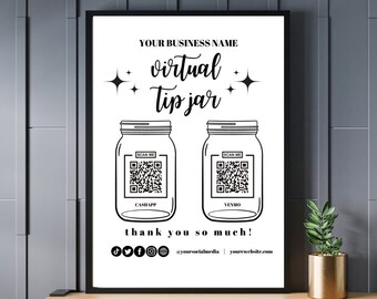 Virtuelles Tip Jar Bearbeitbare Canva Vorlage (8x10)/virtuelles Tip Jar Zeichen/druckbares virtuelles Tip Jar Zeichen/druckbare Canva Vorlage/druckbares Zeichen