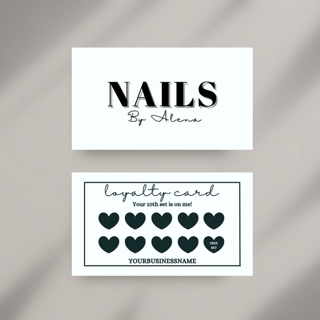 Editable Nail Tech Business Card Template Bundle3.5x2/loyalty Card